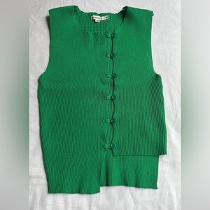 Sexy Green Asymmetrical Button Up Top Size S/M